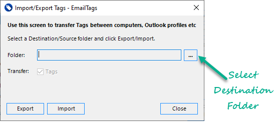 Export Tags Screen